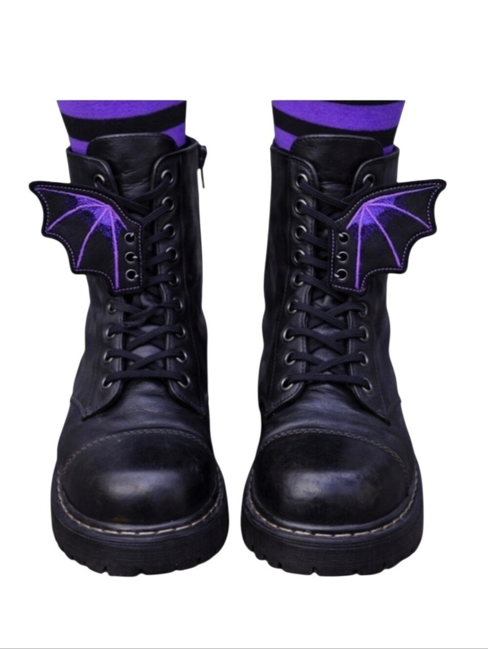 Purple Lace-In Bat Wings For Boots